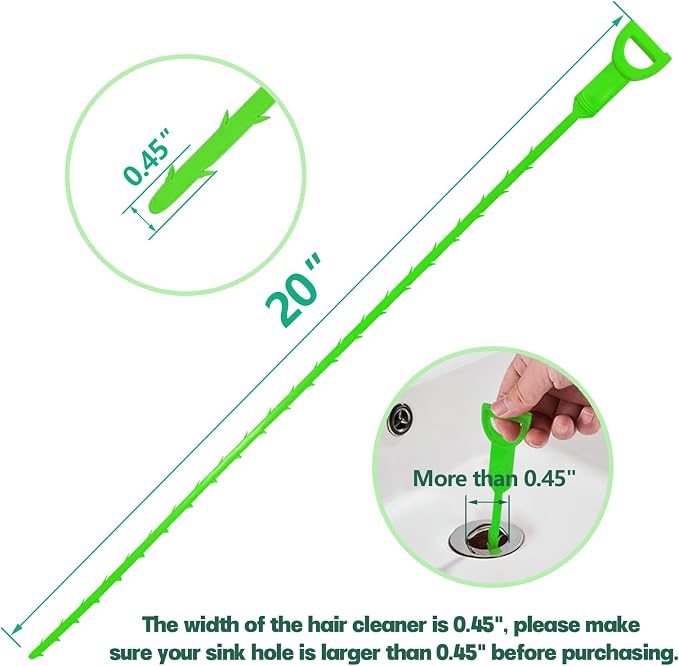 Drain Snake Hair Drain Clog Remover - 4 Pack Shower Snake Sink Unclogger Tool with Exquisite Packaging (Green)