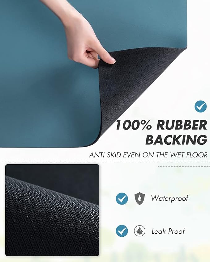 AMOAMI-Coffee Mat Hide Stain Rubber Backed Absorbent Dish Drying Mat for Kitchen Counter-Coffee Bar Accessories Fit Under Coffee Maker, Espresso Machine, Pot, Dish Rack