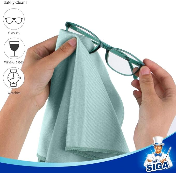 MR.SIGA Ultra Fine Microfiber Cloths for Glass, Window, Mirror, Pack of 6 | Lint free window cleaning cloths, ultra fine microfiber polishing cloths, 35 x 40 cm(13.8 x 15.7 inch)