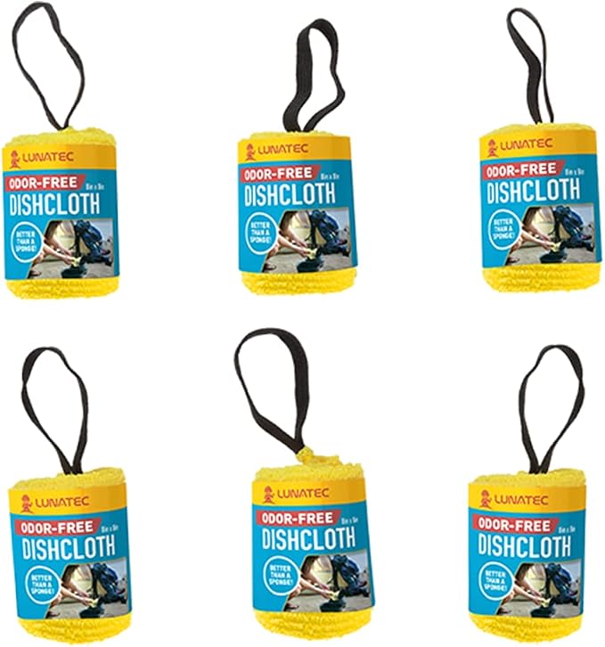 LUNATEC® Odor-Free Kitchen Dishcloths. A Scrubber and scouring pad for All Surfaces. Safe for Non-Stick. (6-Pack)