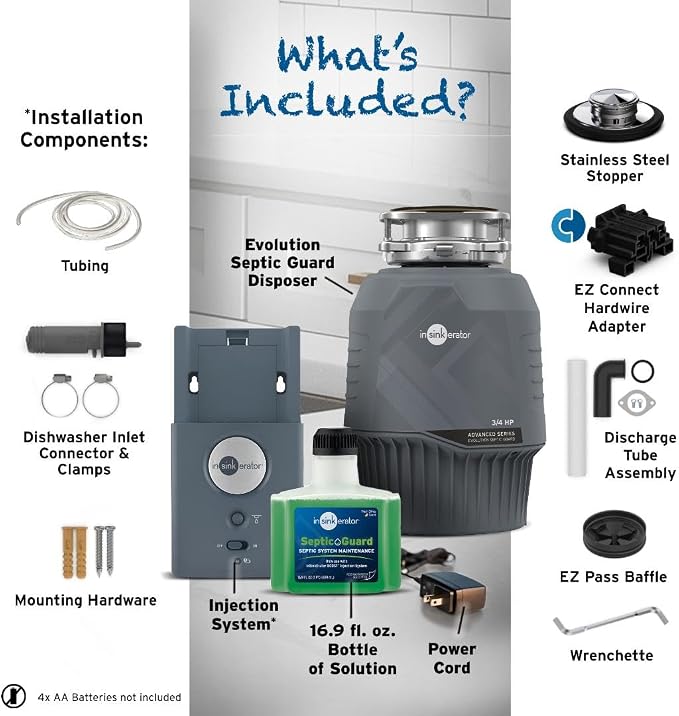 INSINKERATOR Evolution Septic Guard 3/4 HP Garbage Disposal, Advanced Series EZ Connect Continuous Feed Food Waste Disposer and INSINKERATOR BOOST System with Septic Guard