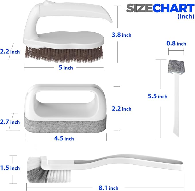 Holikme 7 Pack Cleaning Brush Scrub Brush Kitchen Brush for Floor,Brown | Deep Cleaning Brush Set, Scrub Pads with Scraper Tip for Pool Walls, Bathroom, Grout, Floor, Bike, Tub, Shower