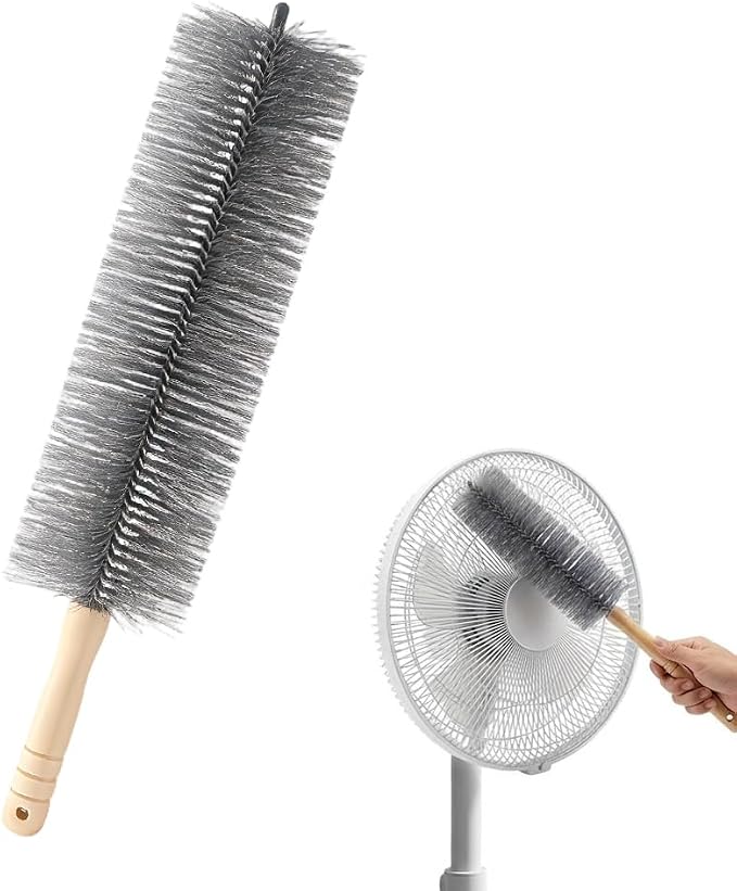 Fan Cleaning Brush, 2026 New Bendable Microfiber Head Dusting Brushes, Reusable Fan Cleaner Brush Dust Remover for Electric Fans, Air Conditioning, Car Vents and Blind，Grey：48cm
