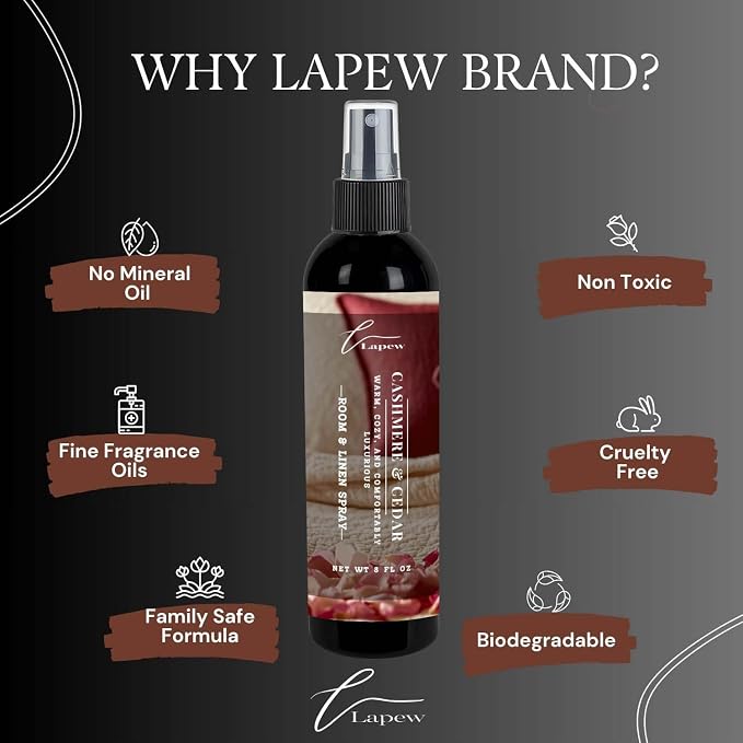 Lapew Room & Linen Spray | Fragrance Mist for Home, Car & Office | Fabric & Air Freshener | Neutralizing Mist | Made in USA | Cashmere & Cedar