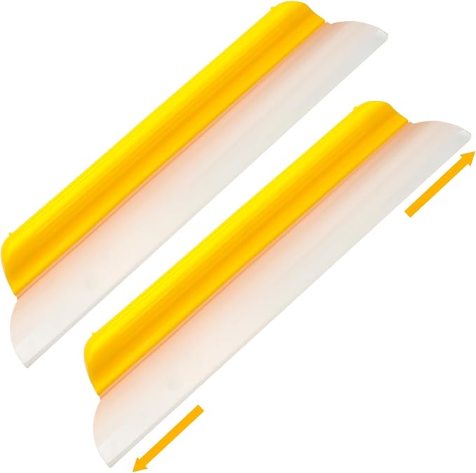 2 Pack 14 Inch Car Drying Squeegee Yellow Longer Silicone Water Squeegee Window Shower Blade Automotive Squeegees Flexible Auto T-bar Rubber Squeegees for Car Windshield Glass Bathroom Wash Tool
