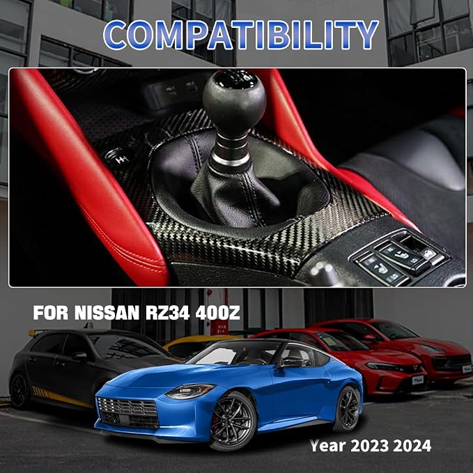 JSWAN Real Carbon Fiber Ultra Thin Center Console Gear Panel Cover Fit for Nissan Z 400Z RZ34 Fairlady Z (2023 2024 2025 2026 up) Manual Gear Shift Panel Frame Cover