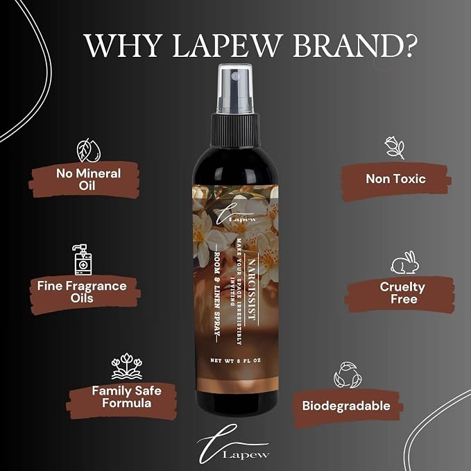 Lapew Room & Linen Spray | Fragrance Mist for Home, Car & Office | Fabric & Air Freshener | Neutralizing Mist | Made in USA | Narcissist