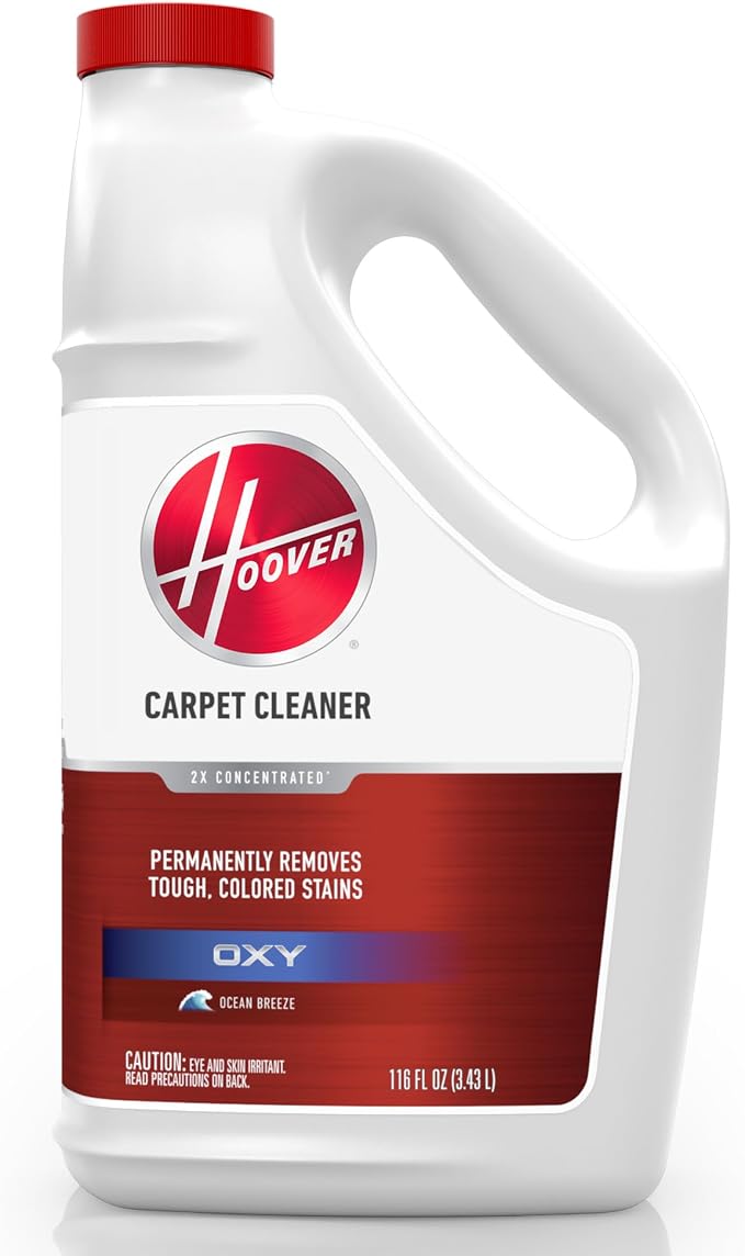 Hoover Oxy Carpet Cleaner Solution, 116 Oz., Ocean Breeze Scent | Carpet Shampoo Solution, Removes Tough Colored Stains from Carpet and Upholstery, Pair with Hoover Carpet Cleaner Machine
