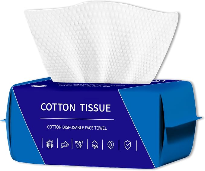 100 Count Disposable face towel, Ultra Thick face towels, Face towels disposable, Lint- free Facial Tissue, Skincare and Makeup Remover | Ultra Thick & Lint-Free disposable washcloths, Ideal for Sensitive Skin, Daily Skincare & Makeup Removal
