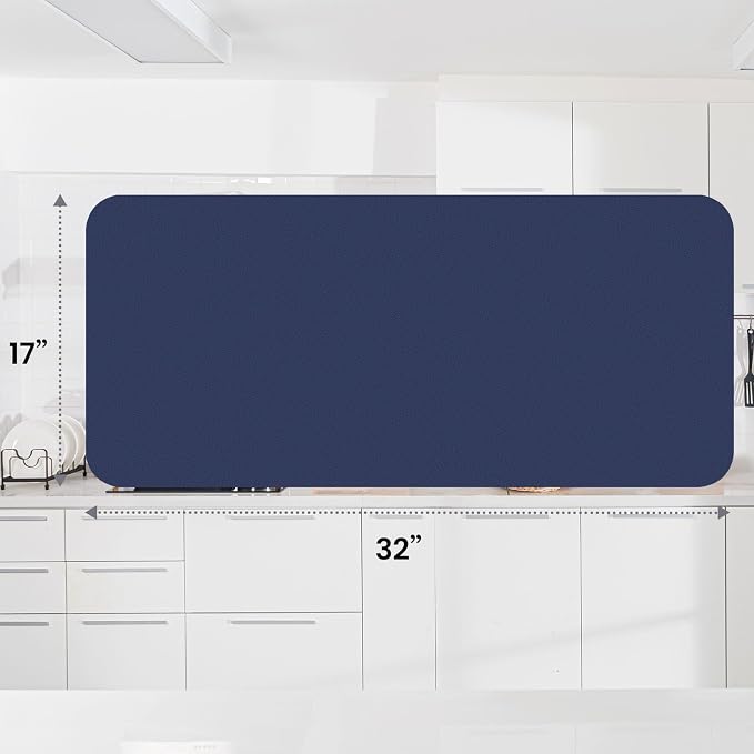 WISELIFE Dish Drying Mat Super Absorbent Drying Mat Large Dish Drying Mats for Kitchen Counter Easy Clean Dish Mat Kitchen Drying Mat18"x 32" Classic Blue