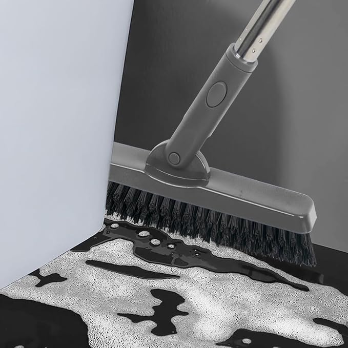 CELOX Grout Brush with Long Handle, Tile Grout Cleaner Brush for Tile Floors, for Shower Tile, for Cleaning Grout, Gray