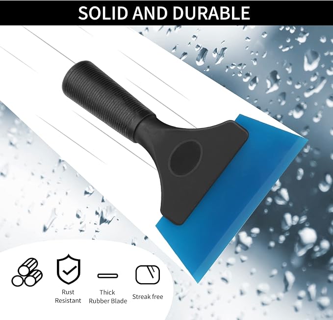 3 Pack Tint Squeegee, Small Squeegee for Car Windows, 5", 3 Colors | Multifunctional Small Window Squeegee, Rubber Water Blade for Car Windshield Window, Mirror, Glass Cleaning, No-Slip Handle