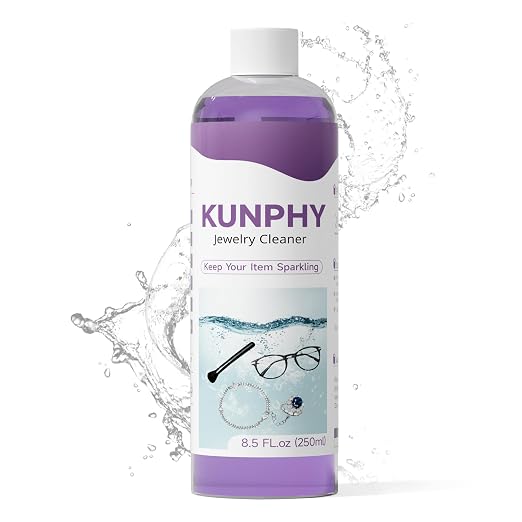 KUNPHY Upgraded Jewelry Cleaner, New Formula for All Ultrasonic Cleaners | 8.5 oz(250 ml), Enhanced Cleaning Effect, Multi-Purpose for Silver, Gold, Rings Diamond and Eyeglass