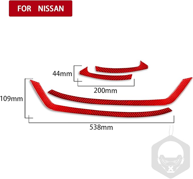 Red Real Carbon Fiber Trim for Nissan Rogue Accessories | for 2014 2015 2016 S SL SV Headlight Eyebrow Eyelid Strip Sticker Exterior Thick Overlay Decal