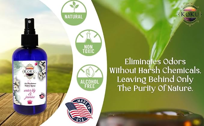 Water Lily Jasmine Air Freshener - Room Spray - Odor Eliminator - Deodorizer - Car Air Freshener - Home Spray - Linen Spray - Fabric Refresher - None Toxic - Alcohol Free - Made in USA (4 Oz)