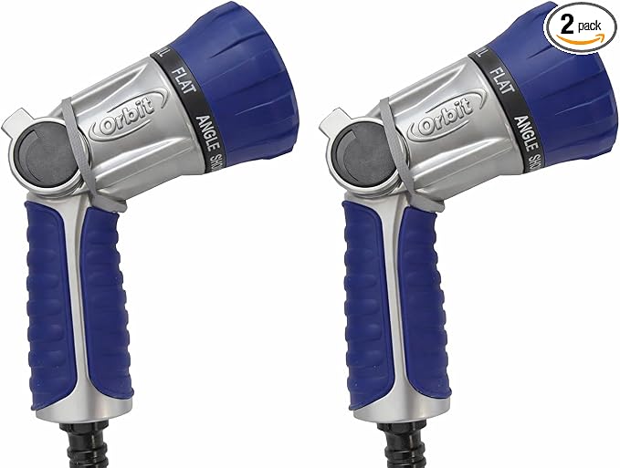 2-Pack Orbit 26700 8-Jet Max Watering Gun, Multi-Pattern Heavy-Duty Garden Hose Nozzle, 30% Increased Flow Rate