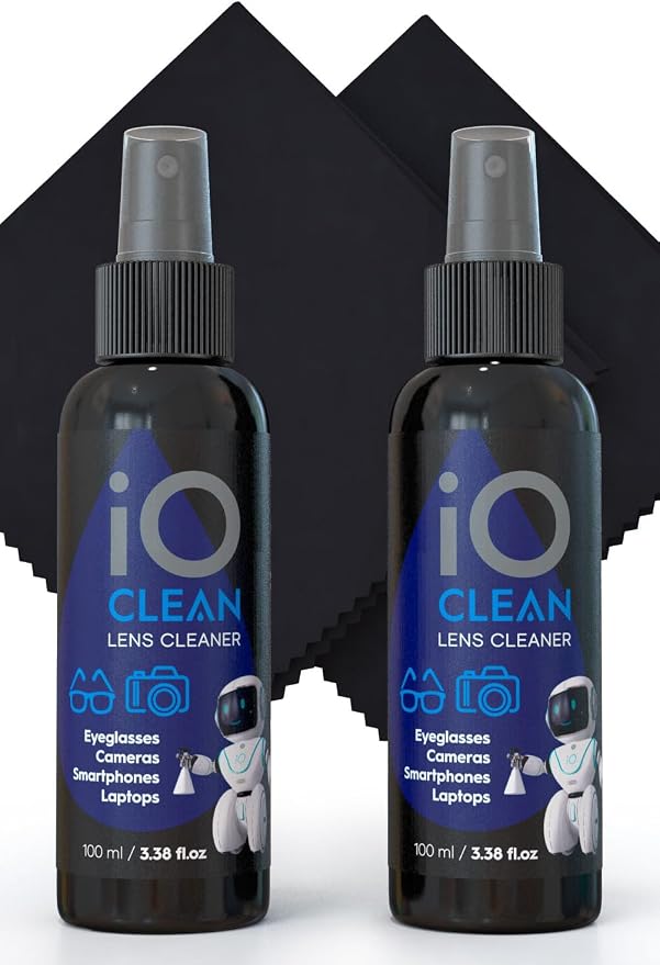 Eyeglass Lens Cleaner (3.38oz+3.38oz+2cloths) – Kit for | Glasses, Screens, Camera, Laptops, Touchscreens, Computer Monitors, Other Electronics – 2 Microfiber Cloths Inluded