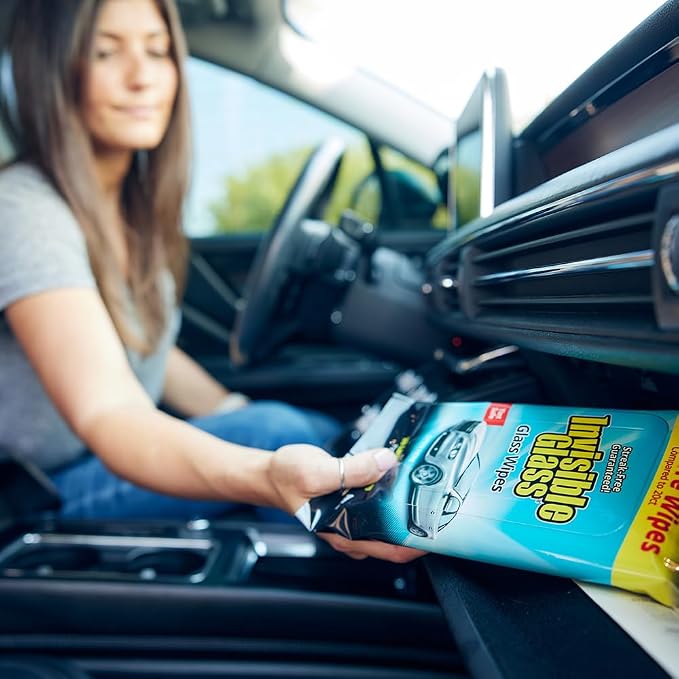 Invisible Glass 90161-2PK Large Glass Cleaning Wipes for Streak-Free Windows, Mirrors, and Glass, Lint-Free, Ammonia-Free, Tint-Safe, for Home and Auto, Flat Pack, 28 Count (Pack of 2)