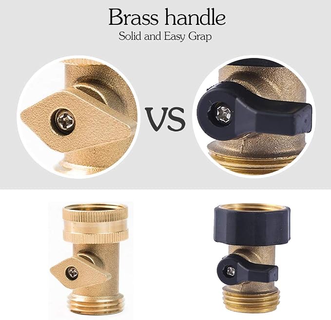 HQMPC Heavy Duty Brass Shut Off , Brass Water hose valve On/Off valve garden hose Connector (2PCS) +4 Extra Pressure Washers