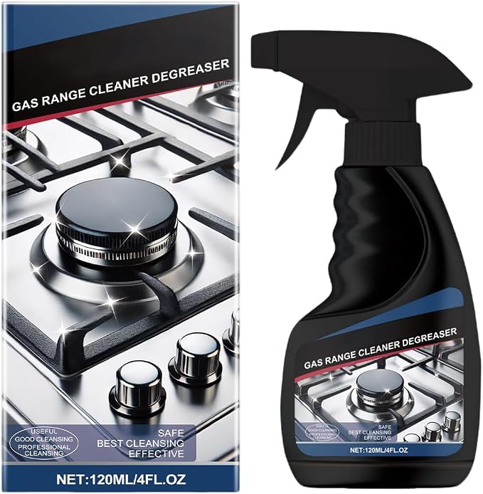 120ML Gas Range Cleaner Degreaser,Effective Clean Up Kitchen Oil Stains,Grease & Grime Remover, Kitchen Cooktop Cleaning Spray