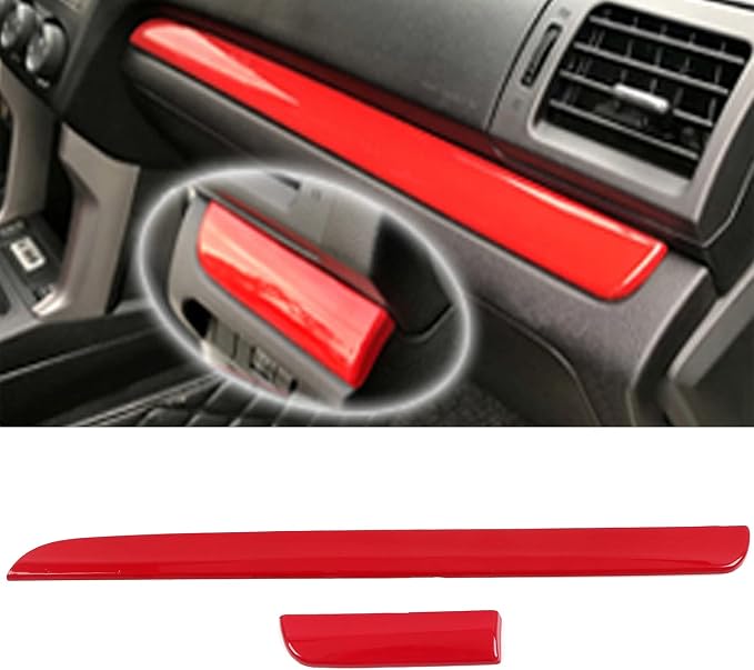 HIGH FLYING for Subaru WRX STI 2015-2021, XV Crosstrek 13-17 Car Accessories Dashboard Center Console Strip Decor Cover Trim ABS Red 2pcs (Not Fit RHD)