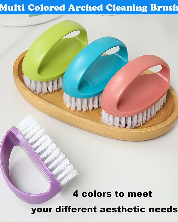 Scrubbing Brushes for Cleaning Small Scrub Brush with Nylon Stiff Bristles | 4 Pack Heavy-Duty Scrubber Cleaner Brush Multi-Purpose Cleaning Brush for Bathroom,Showe,Sink,Kitchen,Bathtub,Floor -Compact