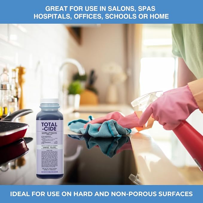 ForPro Total-Cide Disinfectant Solution, 2X Concentrated Formula, Hospital Grade Sanitizer & All Purpose Cleaner, 16 Fl Oz