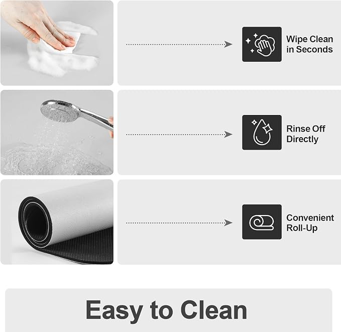 Ecotrim - Dish Drying Mat for Kitchen Counter | Coffee Bar Mat for Countertops | Heat Resistant Drainer Mat with Non-slip Rubber Backed | Hide Stain Kitchen Absorbent Draining Mat | Light Grey 18"x32"