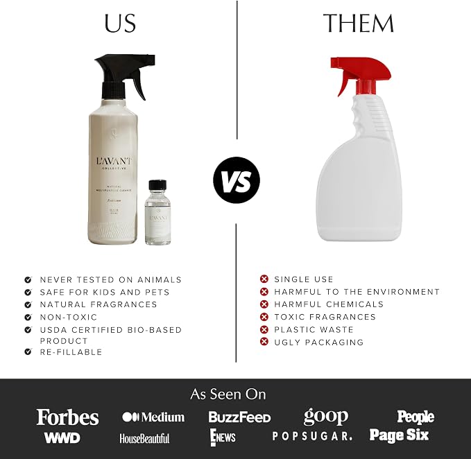L'AVANT Collective Luxury Multipurpose Surface Cleaner | All Purpose Cleaning Spray, Plant-Based & Non-Toxic, EPA Safer Choice, Refillable recycled plastic bottle | 16 Fl Oz | Fresh Linen