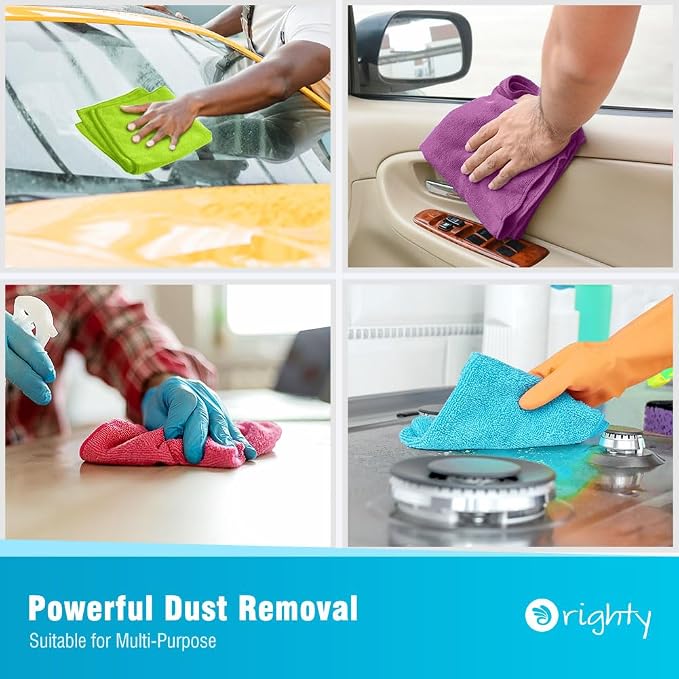 Orighty Microfiber Cleaning Cloth Bulk, 150 Pack Cleaning Rags, 12 x 11 in | Microfiber Towels for Cars, Soft Highly Absorbent Rag, Lint Free Cloths for Car Care, House, Kitchen
