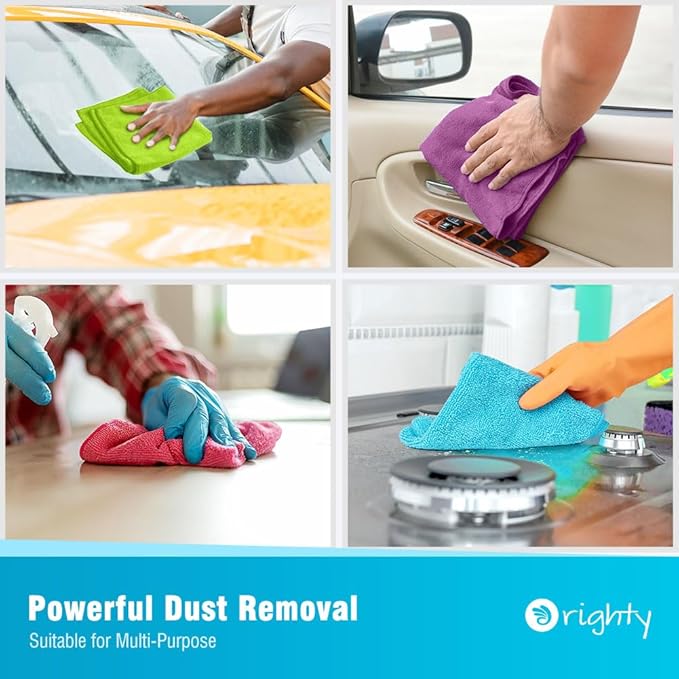 Orighty Microfiber Cleaning Cloth, Cleaning Rags, 6 Pack, 12x11 in | Microfiber Towels for Cars, Soft Highly Absorbent Rag, Lint Free Cloths for Car Care, House, Kitchen