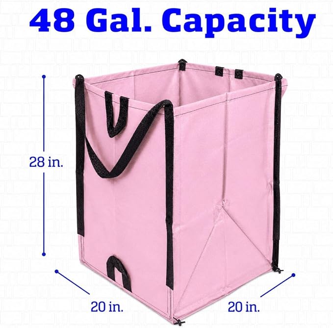 DURASACK Heavy Duty Home and Yard Bags 48-Gallon Reusable Self-Standing Lawn and Leaf Bags Garbage Can with Reinforced Handles, Lilac, 3 Pack