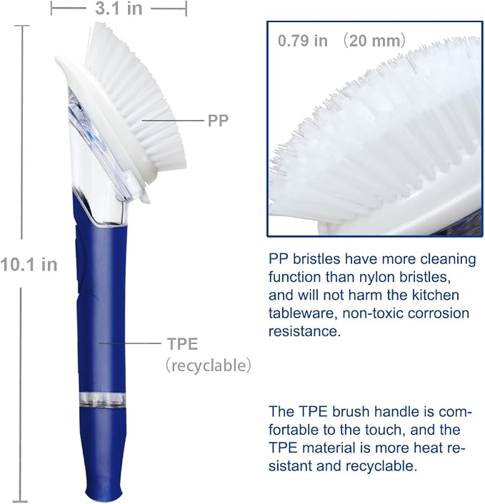 CELOX Dish Brush with Soap Dispenser, Soap Dispensing Brush with Handle