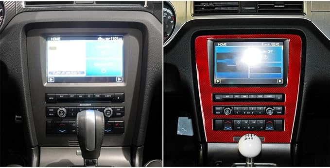 Real Carbon Fiber Trim for Ford Mustang Accessories | for 2009 2010 2011 2012 2013 2014 Navigation Control Panel GPS Display Cover Interior Thick Overlay Decal