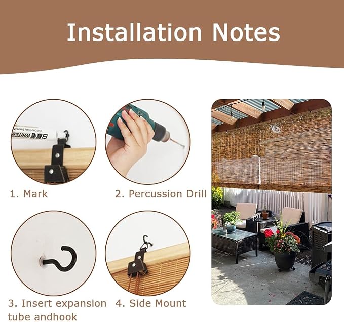 Privacy Bamboo Blinds Treatment Outdoor Patio Window Shade Roller Shades for UV Protection Matchstick Blinds Indoor Roman Shades Roll Up Shades Cordless Shutters (Size : 43 inch W x 84 inch H)
