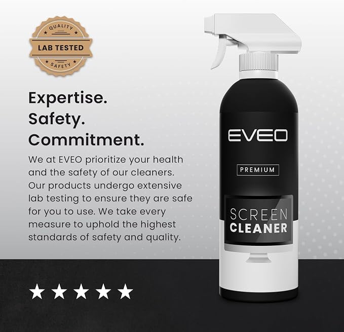 EVEO® Screen Cleaner Spray Kit (Streak-Free) TV Screen Cleaner for Smart TV, LCD, LED, OLED | Computer Screen Cleaner Spray and Wipe Microfiber Cloth - TV, Monitor, Laptop, iPad, Car - 6.7oz 2 Pack