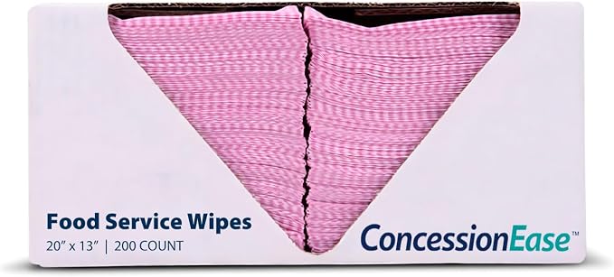 ConcessionEase Food Service Wipes – 200 Count 20" x 13" Disposable Bar Mop Replacement Towels – Cloth-Like Cleaning Wipes for Restaurants, Food Trucks & Kitchens