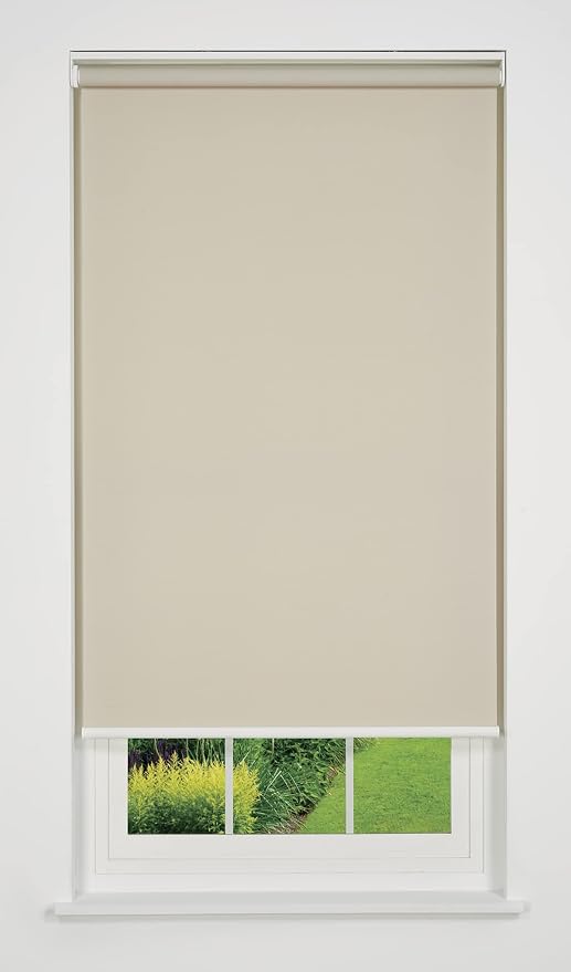 Linen Avenue Cordless 1% Solar Screen Standard Roller Shade, Beige 44 W x 66 H (Arrives 1/4" Narrower)