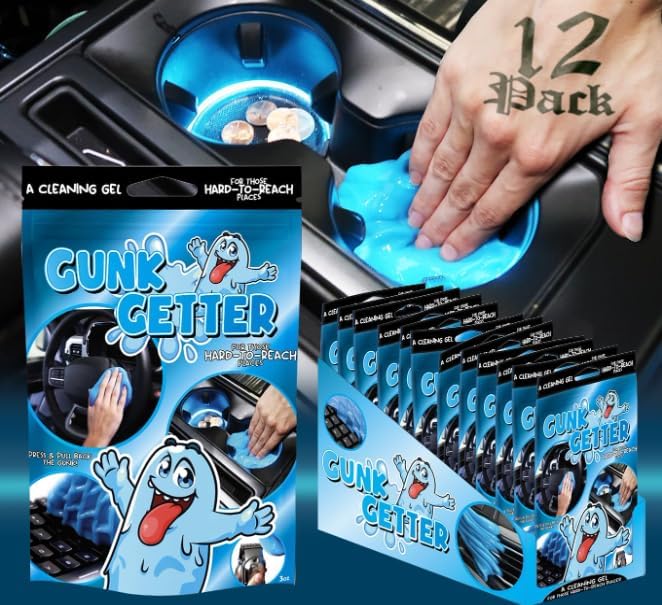 Car Cleaning Gel 12 Pack for Those Hard to Reach Places, Automotive Cup Holder Electronic Keyboard Office, Slime Gel Cleaner Dust Crumb Removal (Blueberry, 12 Pack)