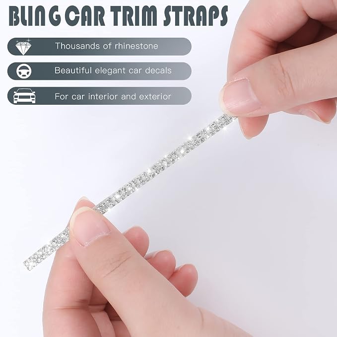 Kingdder 32.8 ft Bling Car Trim Self Adhesive Bling Car Accessories for Women Rhinestone Strip Glitter Diamond Sticker DIY Line Molding Dashboard Decal Shiny Auto Stuff for Interior Exterior Decor