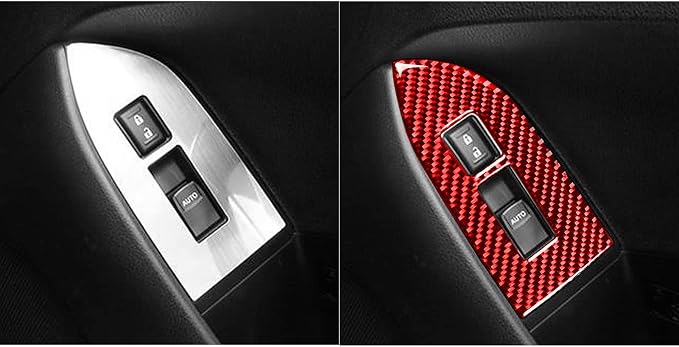 Red Interior Trim Car Window Lift Button Stickers Real Carbon Fiber Accessories Decals Compatible with Subaru BRZ/Scion FR-S/Toyota 86 2016 2017 2018 2019 2020