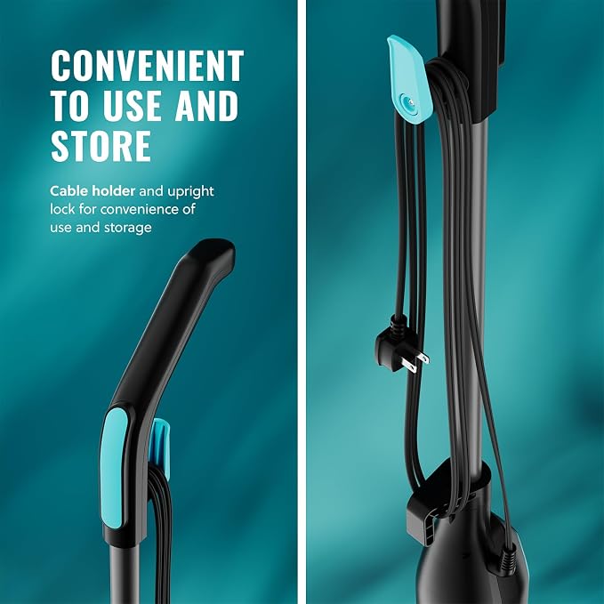 PurSteam ScrubMaster Steam Mop with Dual Scrubbing Head and LED Lights | Dual Scrubbing Head | LED Headlights | Adjustable Steam Control | Anti-Slip Swivel Head | Cable Holder | Upright Lock