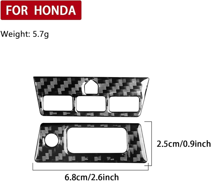 Real Carbon Fiber Trim for Honda Accord Accessories | for 2003 2004 2005 2006 2007，Reading Light Switch Button Panel，Interior Dash Panel，Thick Overlay Sticker Decal