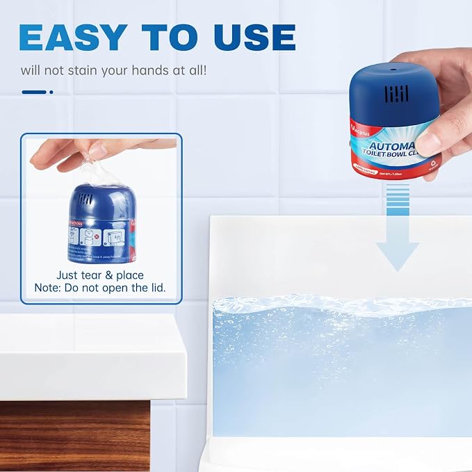 Vacplus Toilet Bowl Cleaners - 3 Pack, Automatic Long-Lasting Toilet Cleaner Bottles, Easy-to-Use & Powerful Cleaning