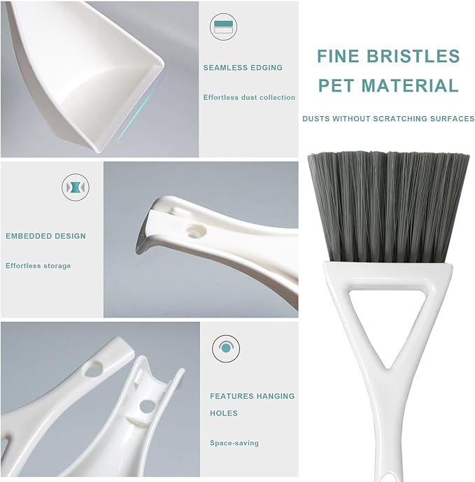 Dust Pan Broom Brush Dustpan -Mini Broom and Dustpan Combo Set, Handheld Sweeper Cleaning for Tables, Keyboards, Guinea Pig Cage, and Cat Litter, etc. (Grey)