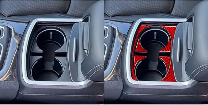 Gear Shift Surround Trim Fit for Chrysler 300/300C/300S 2011-2023 | for Limited Touring Base | Real Carbon Fiber | Trim Central Console Gear Shift Box | Anti-scratch | Self-adhesive | Red