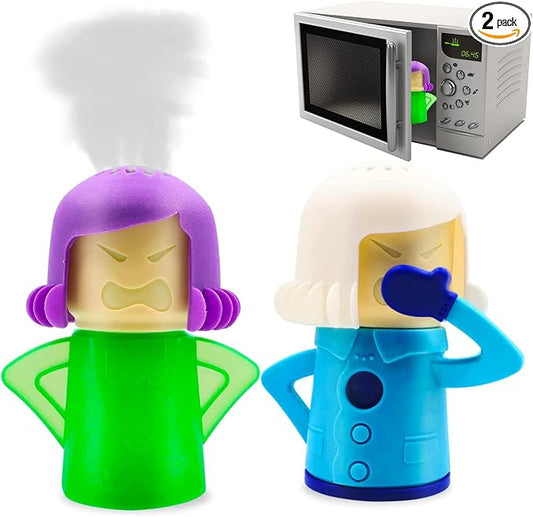Abnaok Angry Mom Microwave Cleaner and Chilly Mama Fridge Deodoriser 2PCS Easily Clean in Minutes for Home or Office with English Manual