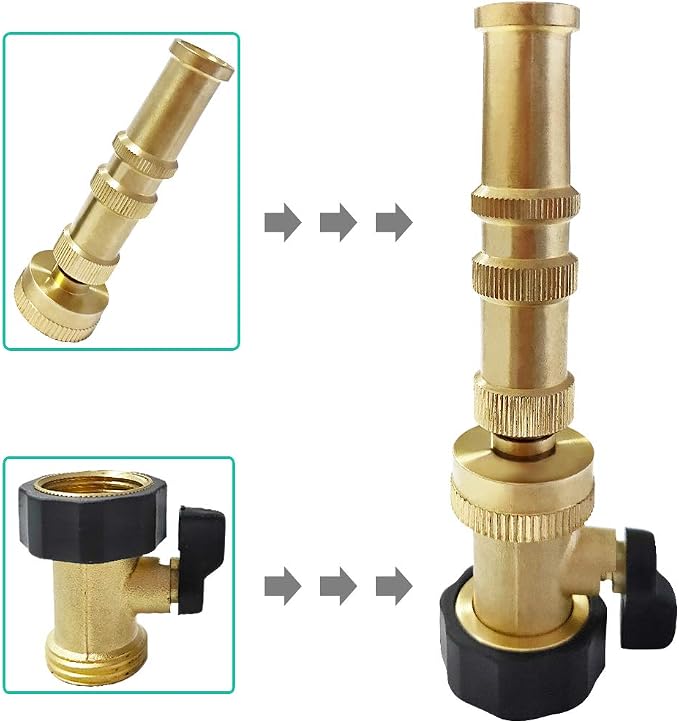 HQMPC Heavy Duty Brass Shut Off Valve Garden Hose Shut Off Valve Garden Hose Connector (2PCS) +4 Extra Pressure Washers