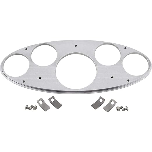 Speedway Motors Billet Aluminum Dash Gauge Panel Polished Insert with 5 Precut Gauge Holes for Street Rod Hot Rod Dashboard Instrument Cluster Mount, Compatible with 1932 Fords