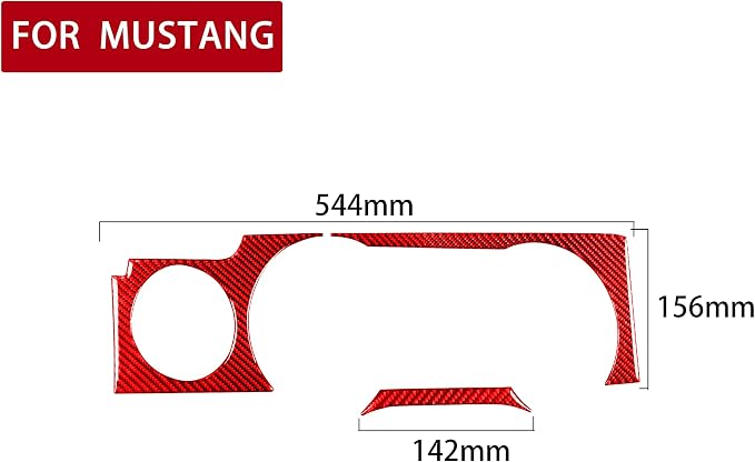 Red Real Carbon Fiber Trim for Ford Mustang Accessories | for GT Shelby 2005 2006 2007 2008 2009 Central Console Instrument Panel Gear Shift Cover Interior Thick Overlay Decal 12PCs